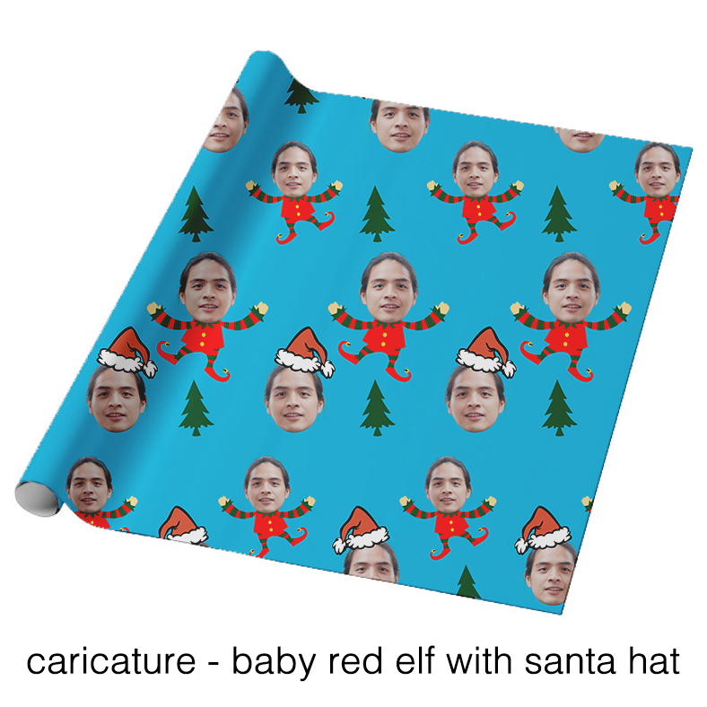 caricature – baby red elf with santa hat