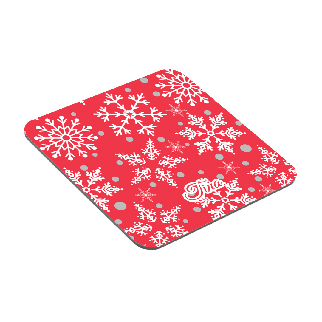 Big White Snowflakes on Red – Coasters